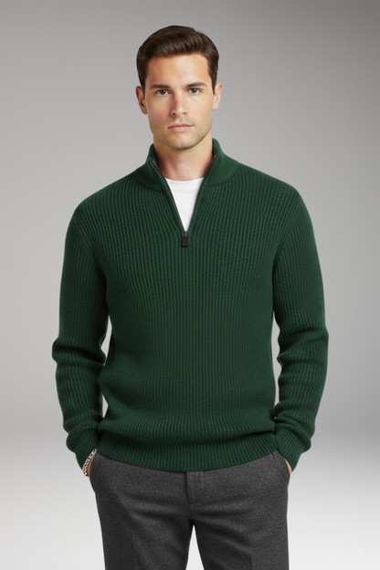 Men's Half-Zip Pullover Ribbed Texture