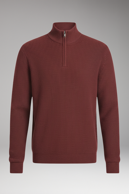Men's Half-Zip Pullover Ribbed Texture - VibreMode