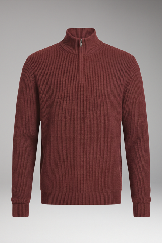 Men's Half-Zip Pullover Ribbed Texture - VibreMode