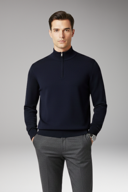 Men's Quarter Zip Pullover Ribbed Edge