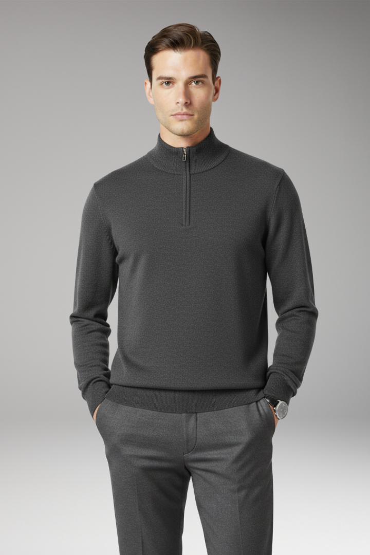 Men's Quarter Zip Pullover Ribbed Edge