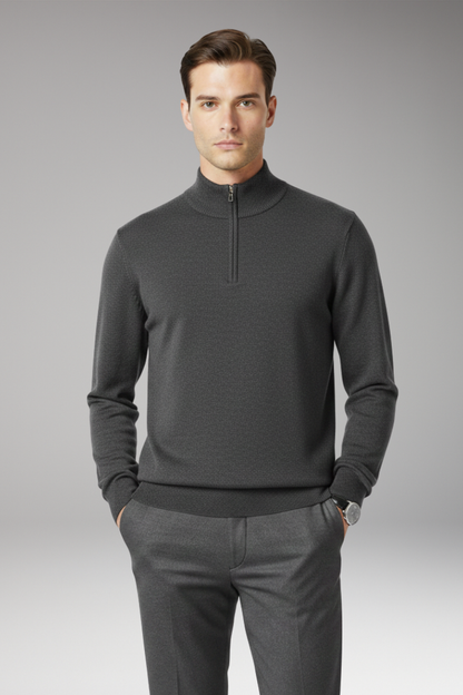 Men's Quarter Zip Pullover Ribbed Edge