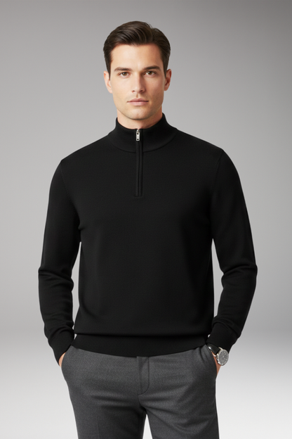 Men's Quarter Zip Pullover Ribbed Edge