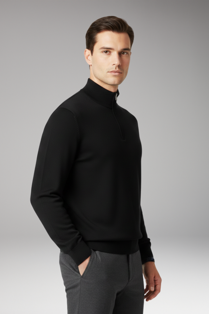 Men's Quarter Zip Pullover Ribbed Edge