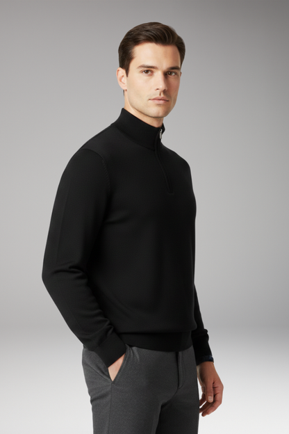 Men's Quarter Zip Pullover Ribbed Edge