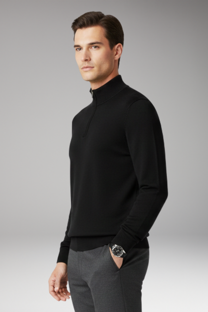 Men's Quarter Zip Pullover Ribbed Edge