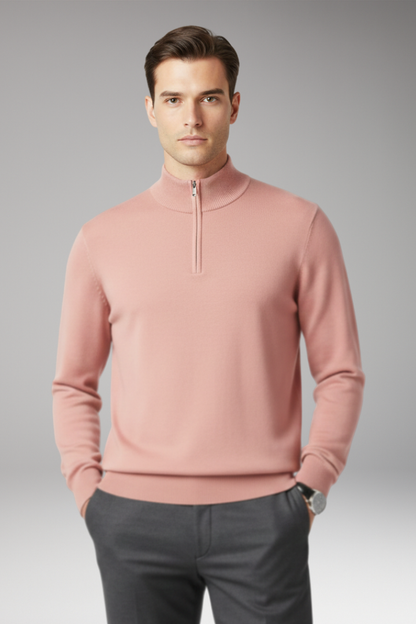 Men's Quarter Zip Pullover Ribbed Edge