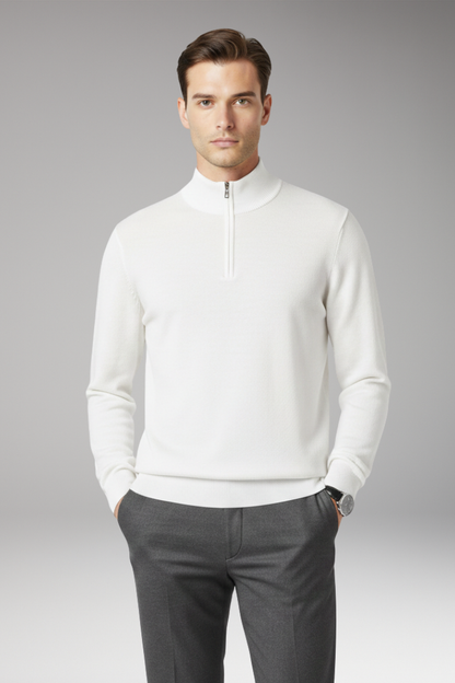 Men's Quarter Zip Pullover Ribbed Edge