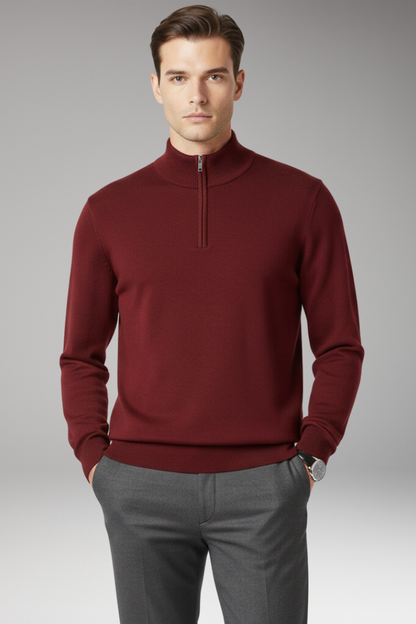 Men's Quarter Zip Pullover Ribbed Edge