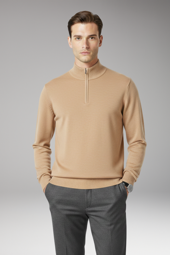 Men's Quarter Zip Pullover Ribbed Edge