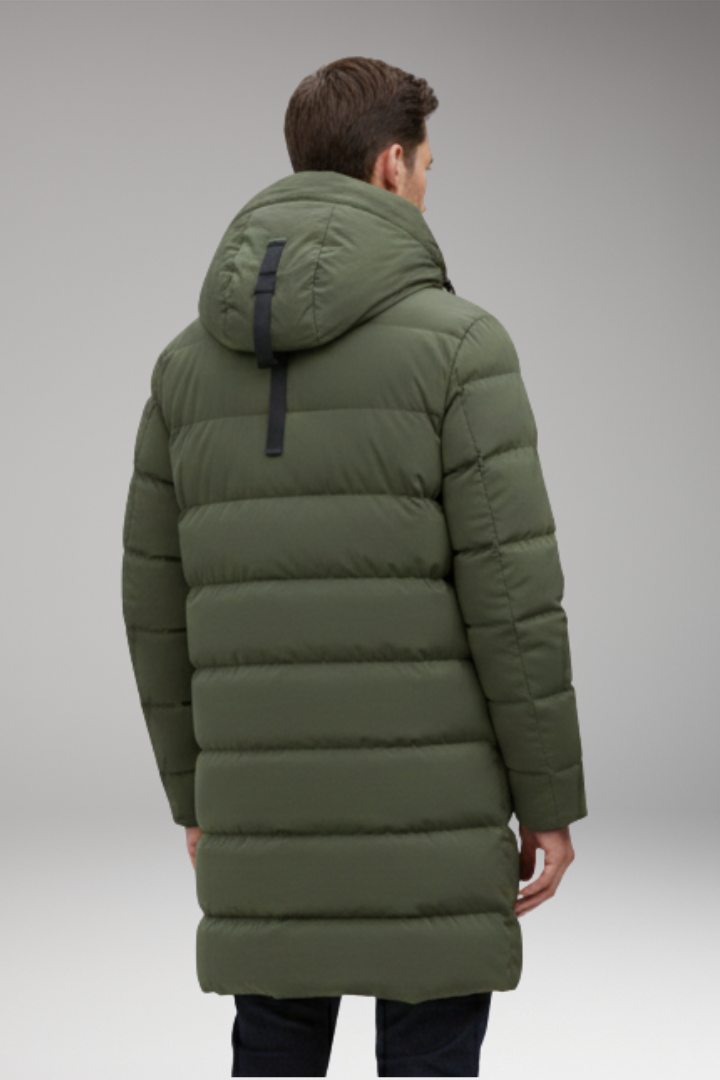 Men's Quilted Hooded Coat Waterproof Zip Front