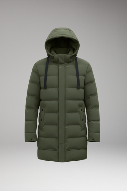 Men's Quilted Hooded Coat Waterproof Zip Front - VibreMode