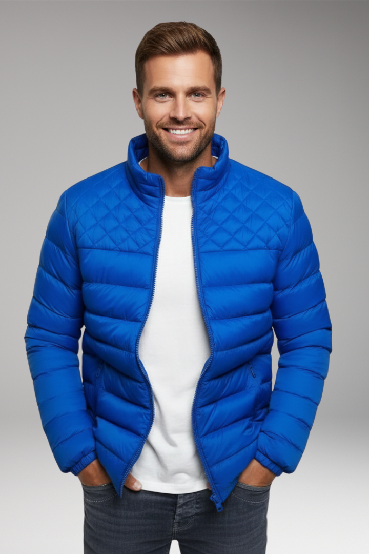 Men's Quilted Hooded Jacket Textured Outer Layer