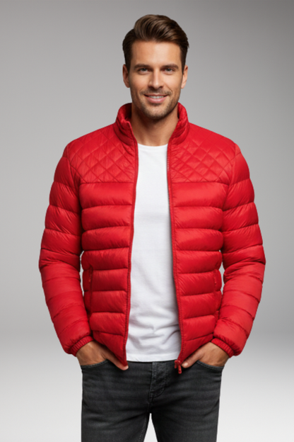 Men's Quilted Hooded Jacket Textured Outer Layer