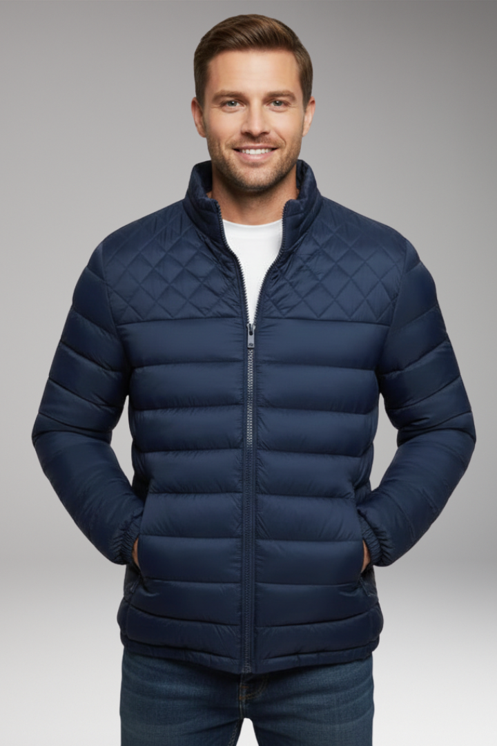 Men's Quilted Hooded Jacket Textured Outer Layer