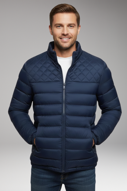 Men's Quilted Hooded Jacket Textured Outer Layer
