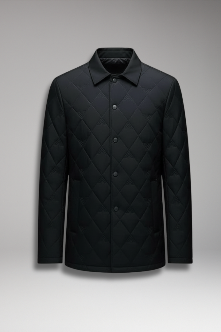 Men's Quilted Jacket Snap Buttons Padded Interior - VibreMode
