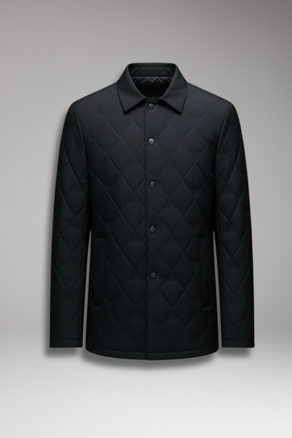 Men's Quilted Jacket Snap Buttons Padded Interior - VibreMode