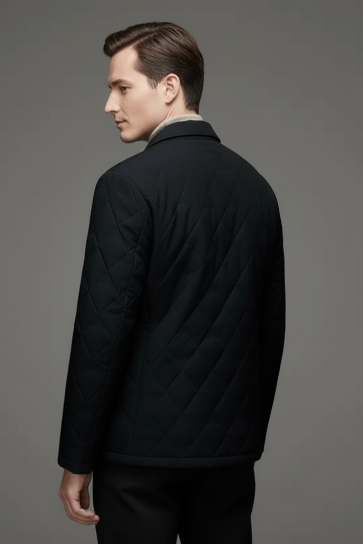 Men's Quilted Jacket Snap Buttons Padded Interior