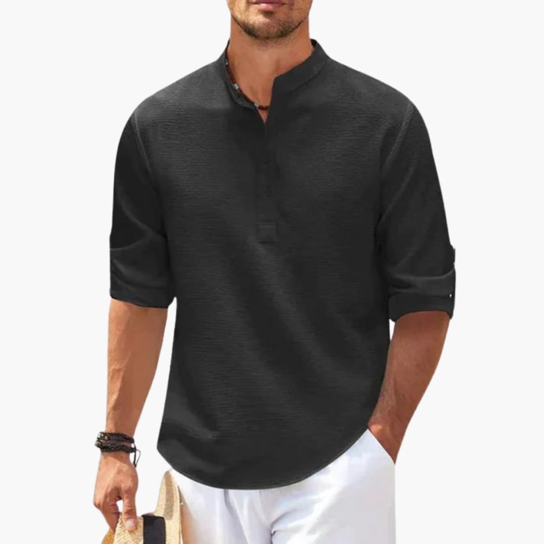 Men's Button-Down Shirt Regular Fit Cotton White - VibreMode
