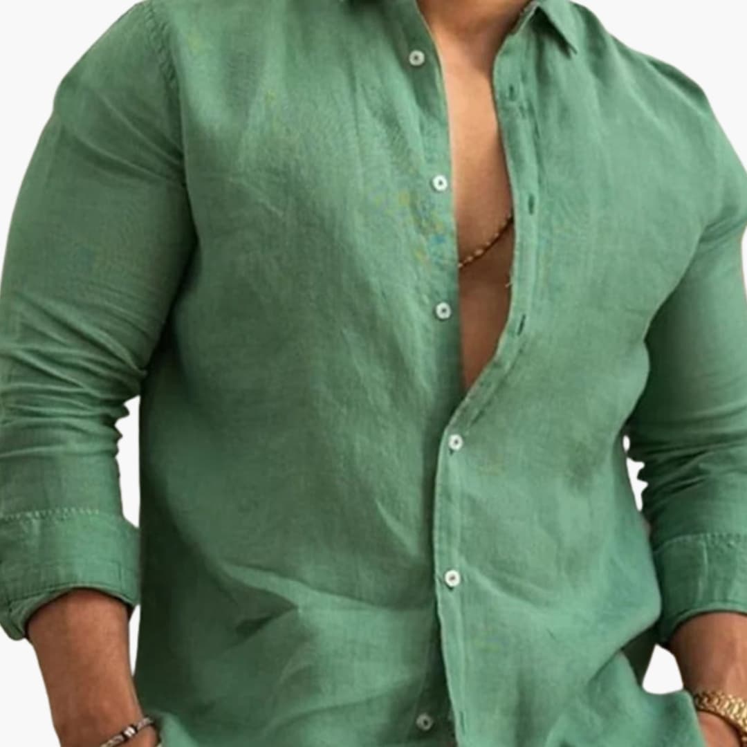 Men's Long Sleeve Button-Down Shirt Regular Fit - VibreMode