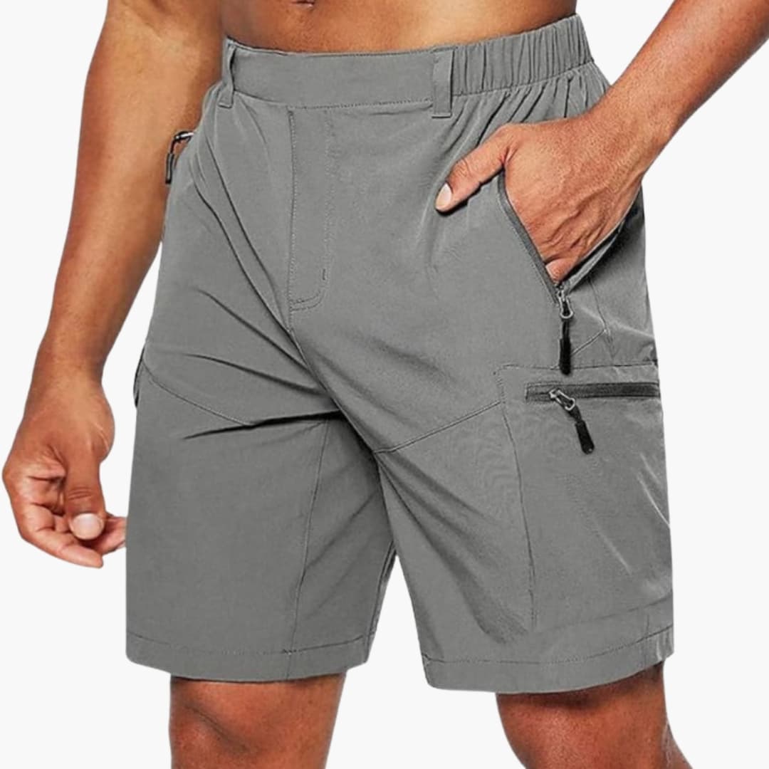 Men's Cargo Shorts Ripstop Elastic Waist Zip Pockets - VibreMode