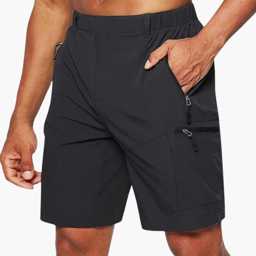 Men's Cargo Shorts Ripstop Elastic Waist Zip Pockets