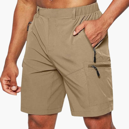 Men's Cargo Shorts Ripstop Elastic Waist Zip Pockets