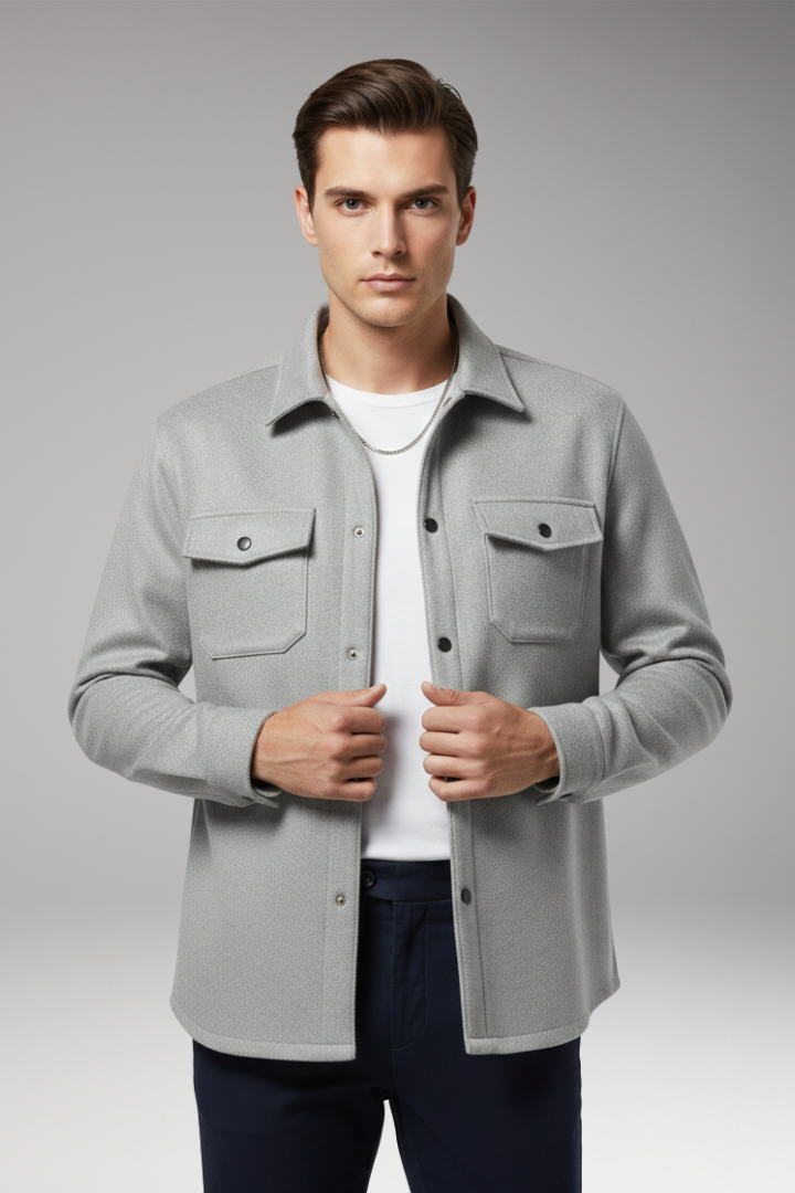 Men's Shirt Jacket Cotton Chest Pockets