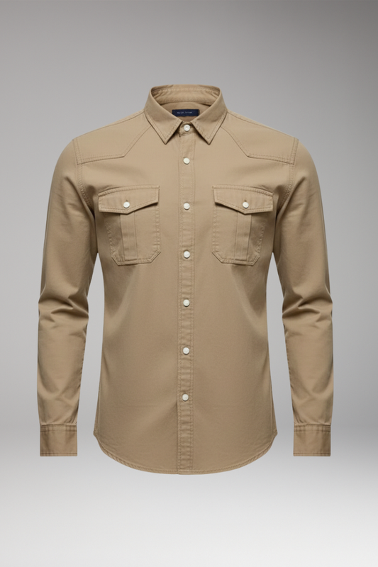 Men's Dress Shirt Button Front Chest Pockets - VibreMode