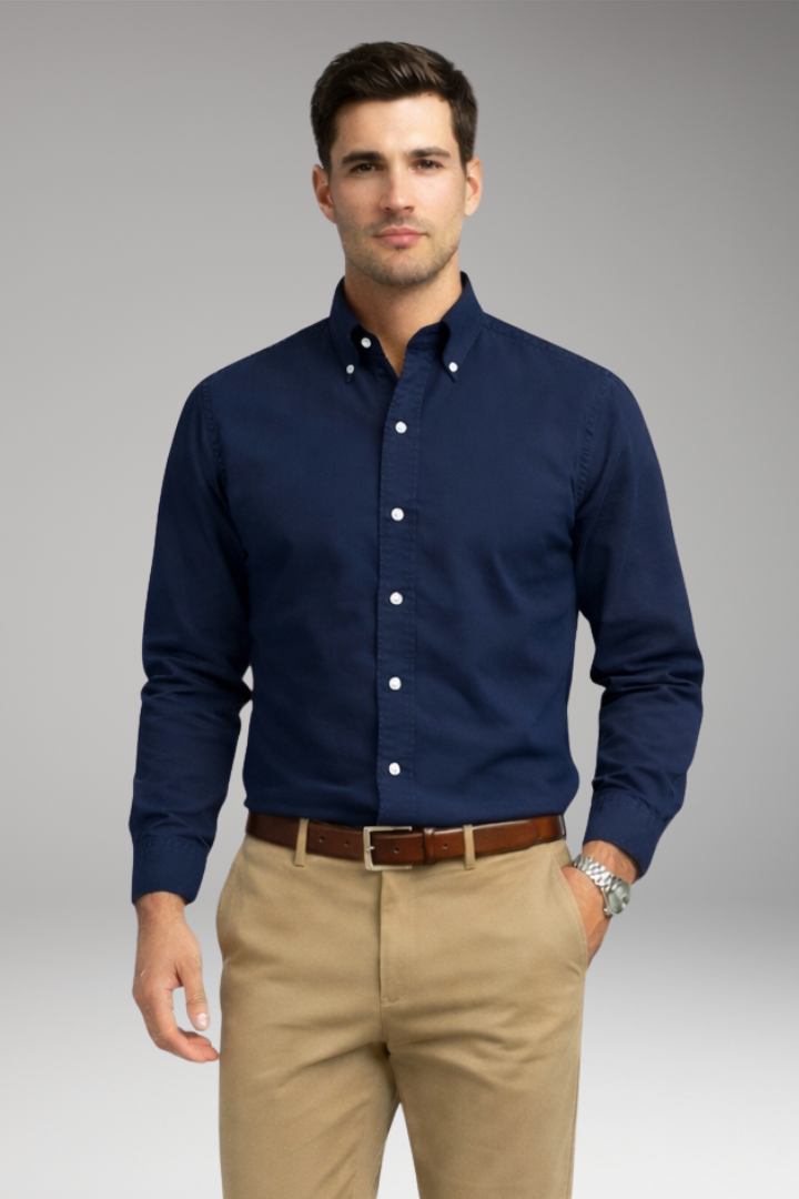 Men's Long Sleeve Button Collar Dress Shirt
