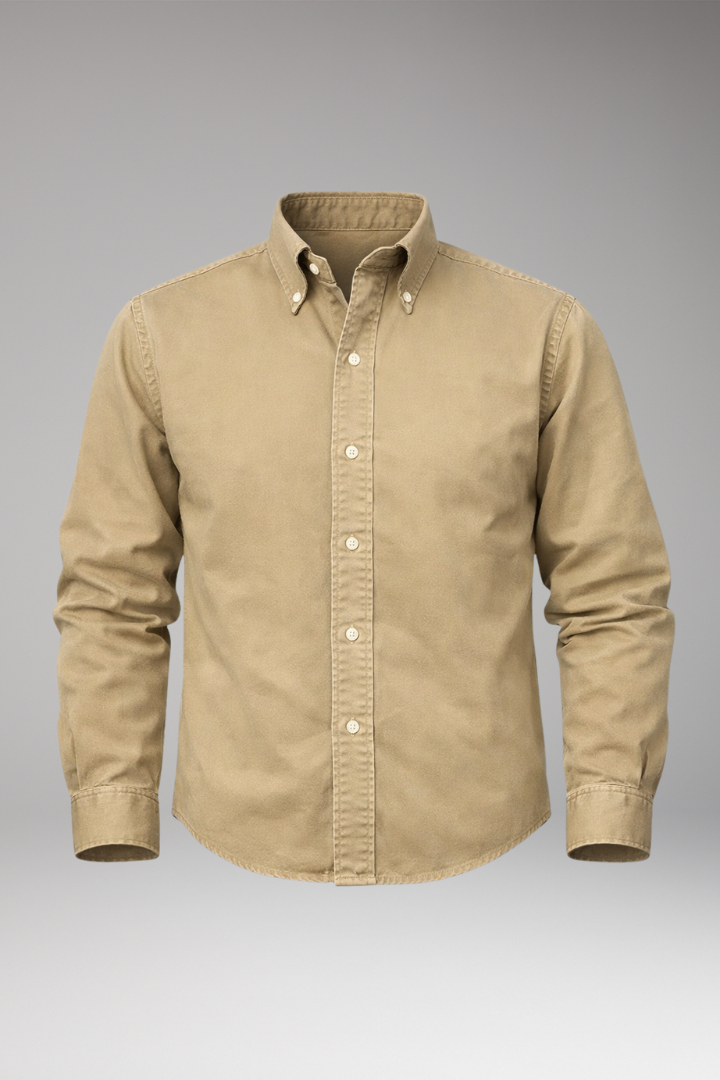Men's Long Sleeve Button Collar Dress Shirt - VibreMode