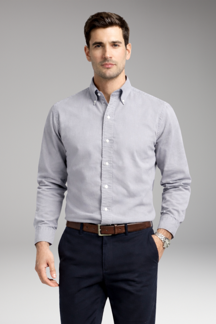 Men's Long Sleeve Button Collar Dress Shirt