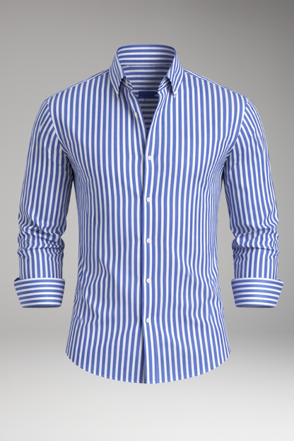 Men's Striped Dress Shirt Button Collar - VibreMode