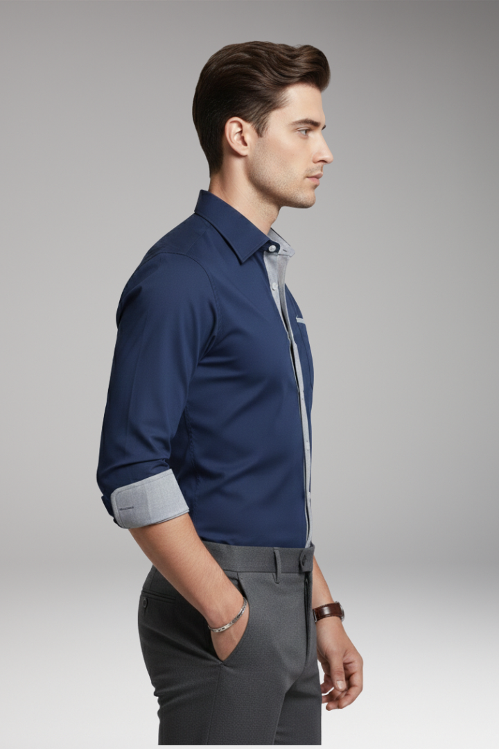 Men's Dress Shirt Contrast Collar Cuffs