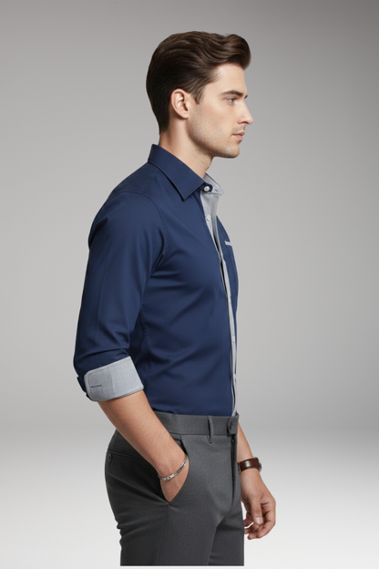 Men's Dress Shirt Contrast Collar Cuffs