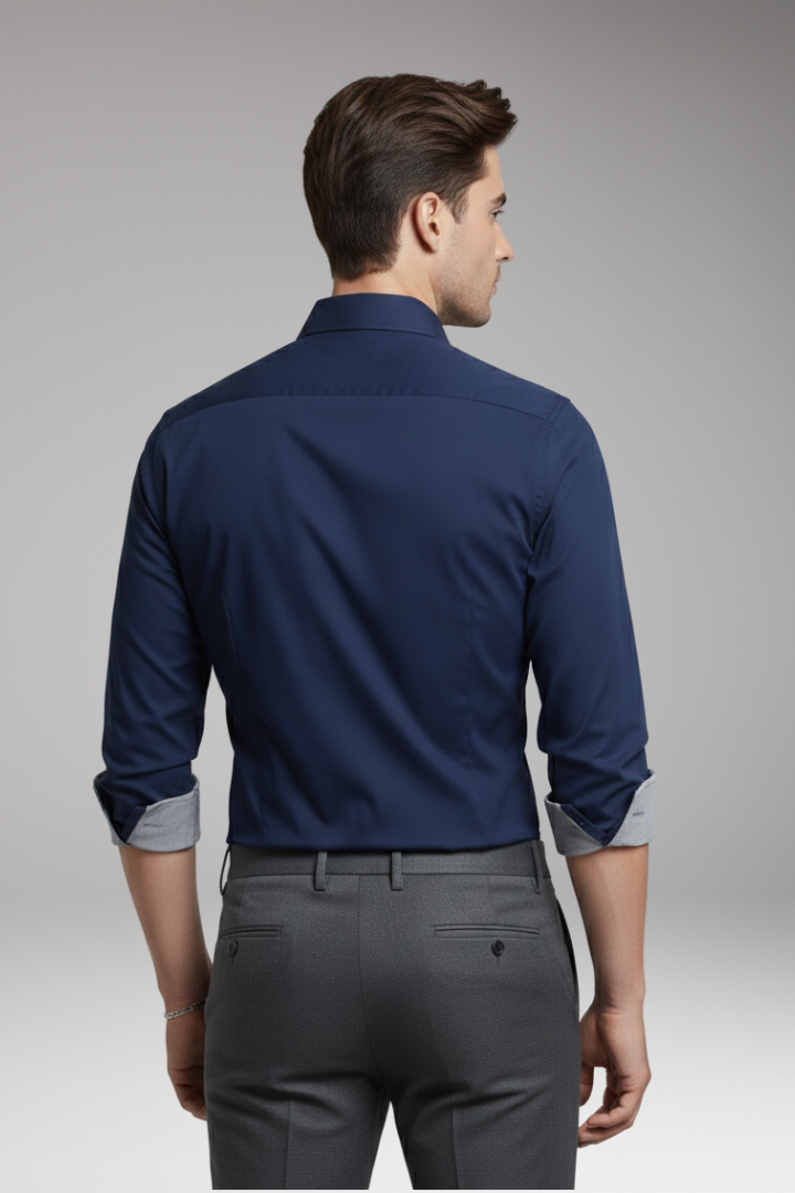 Men's Dress Shirt Contrast Collar Cuffs