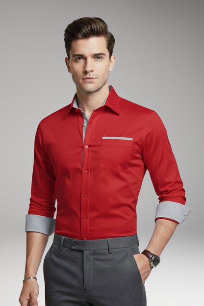 Men's Dress Shirt Contrast Collar Cuffs