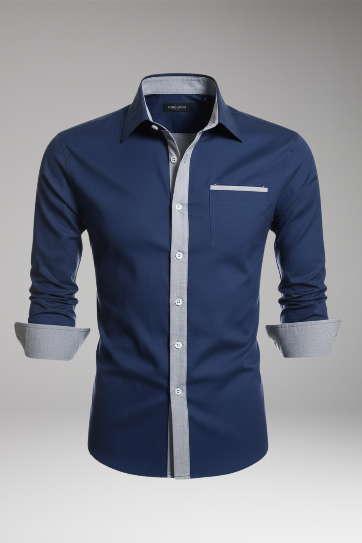 Men's Dress Shirt Contrast Collar Cuffs - VibreMode
