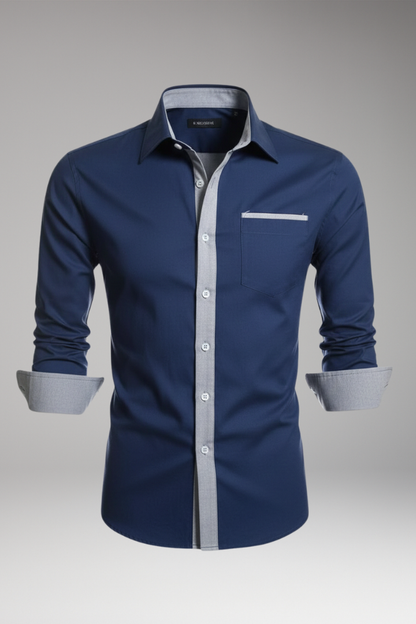 Men's Dress Shirt Contrast Collar Cuffs - VibreMode