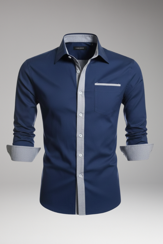 Men's Dress Shirt Contrast Collar Cuffs - VibreMode