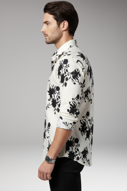 Men's Floral Print Button Front Shirt
