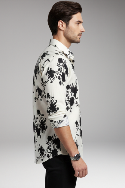 Men's Floral Print Button Front Shirt