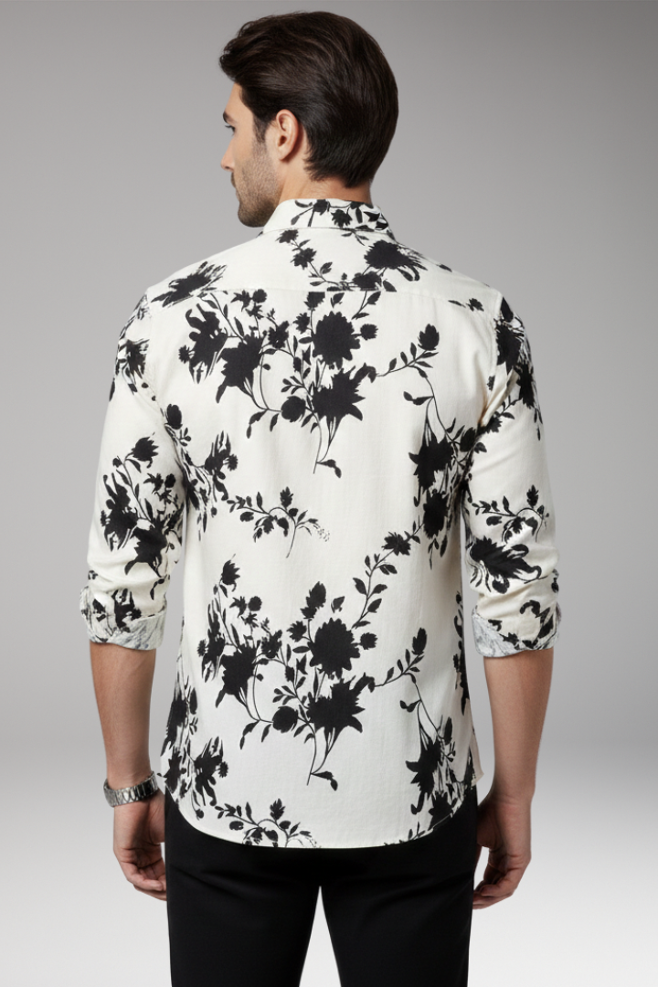 Men's Floral Print Button Front Shirt