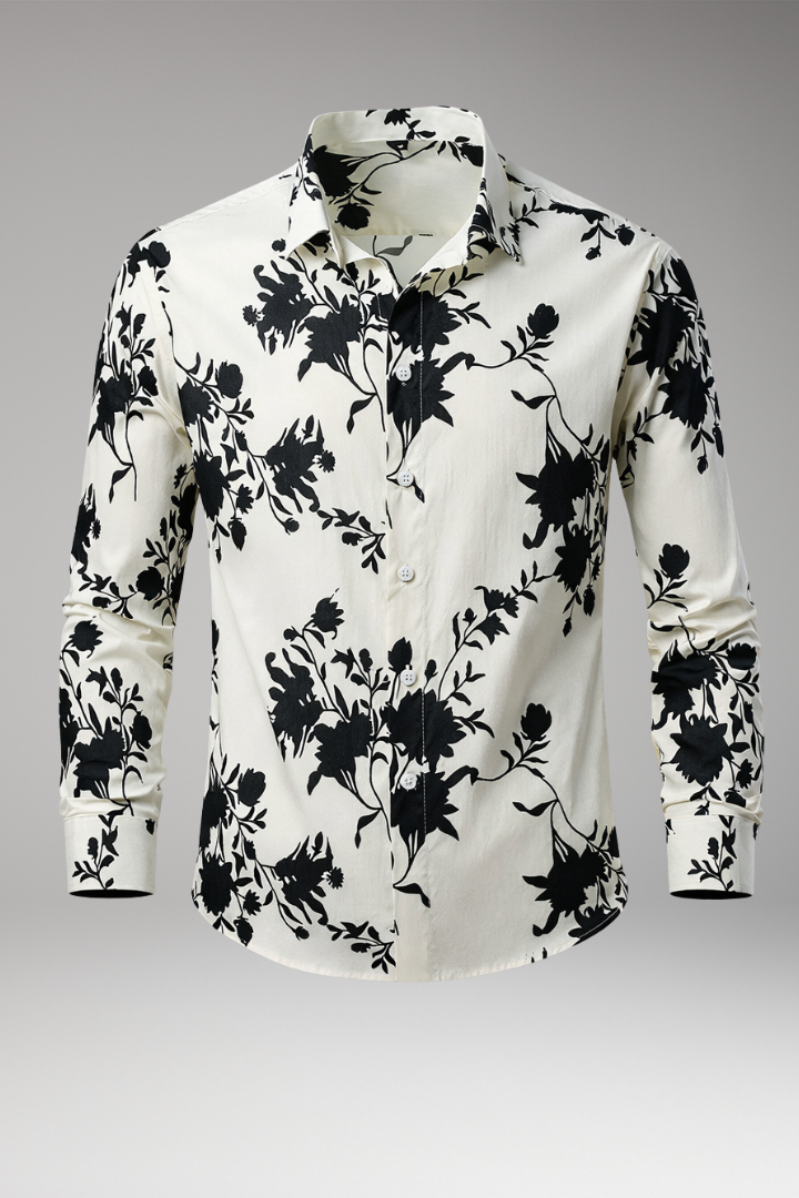 Men's Floral Print Button Front Shirt - VibreMode