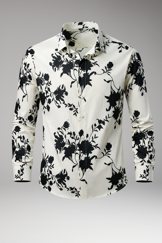 Men's Floral Print Button Front Shirt - VibreMode