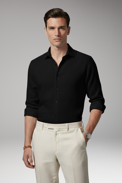 Men's Dress Shirt Italian Collar Button Front