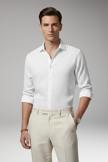 Men's Dress Shirt Italian Collar Button Front