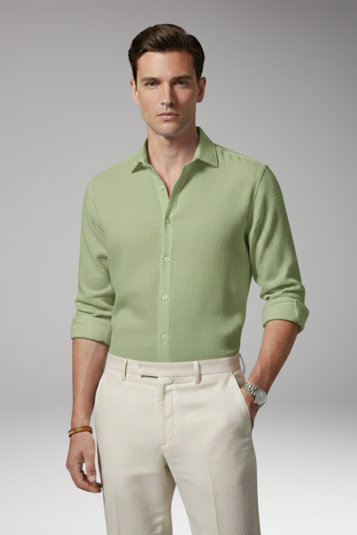 Men's Dress Shirt Italian Collar Button Front