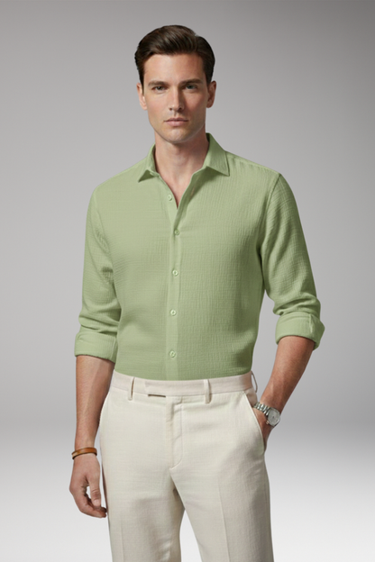 Men's Dress Shirt Italian Collar Button Front